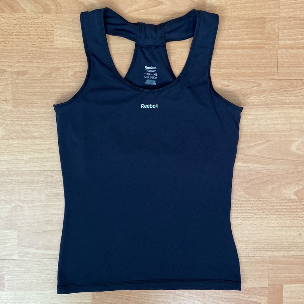 [M] Reebok Activewear Racer Back Tank Top with Built in Bra | Black